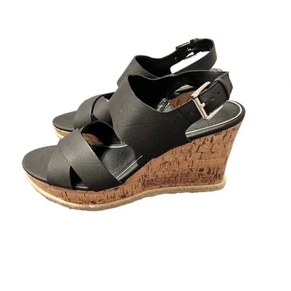 American Living Women's‎ Adrina Slingback Platform Wedge Sandals black size 9.5